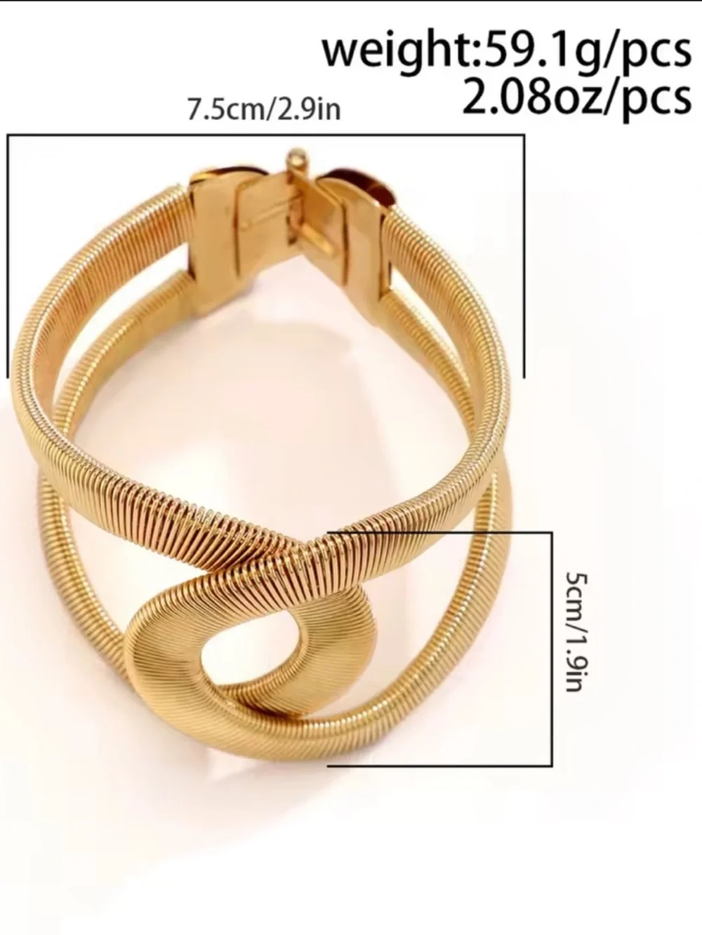 Silver Textured Loop Statement Bracelet - Picture 3 of 3